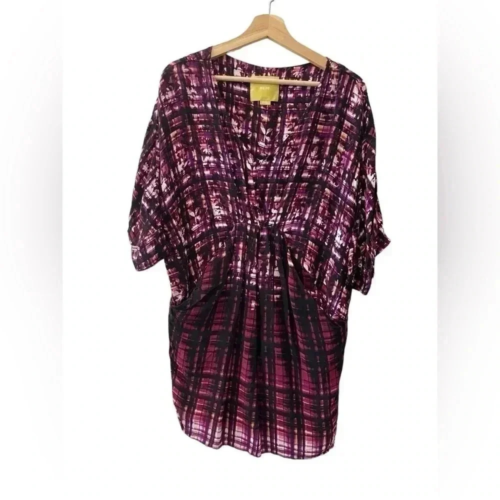 Maeve Anthropologie Petal Palette Tunic Dress XS Purple Pink Pockets - Picture 2 of 7